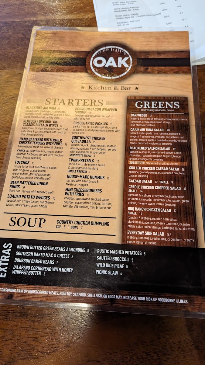 Menu Oak At The Glen-7