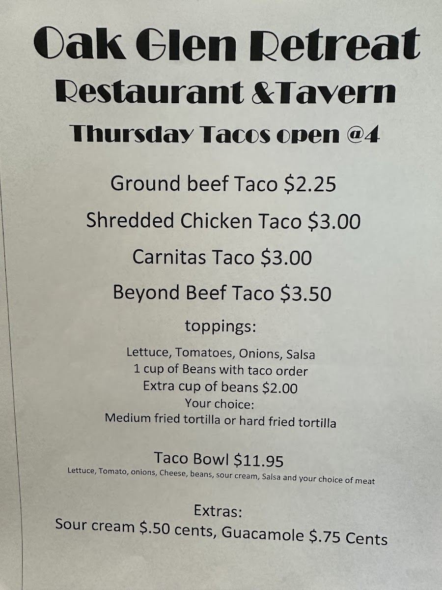 Menu Oak Glen Restaurant And Tavern-5