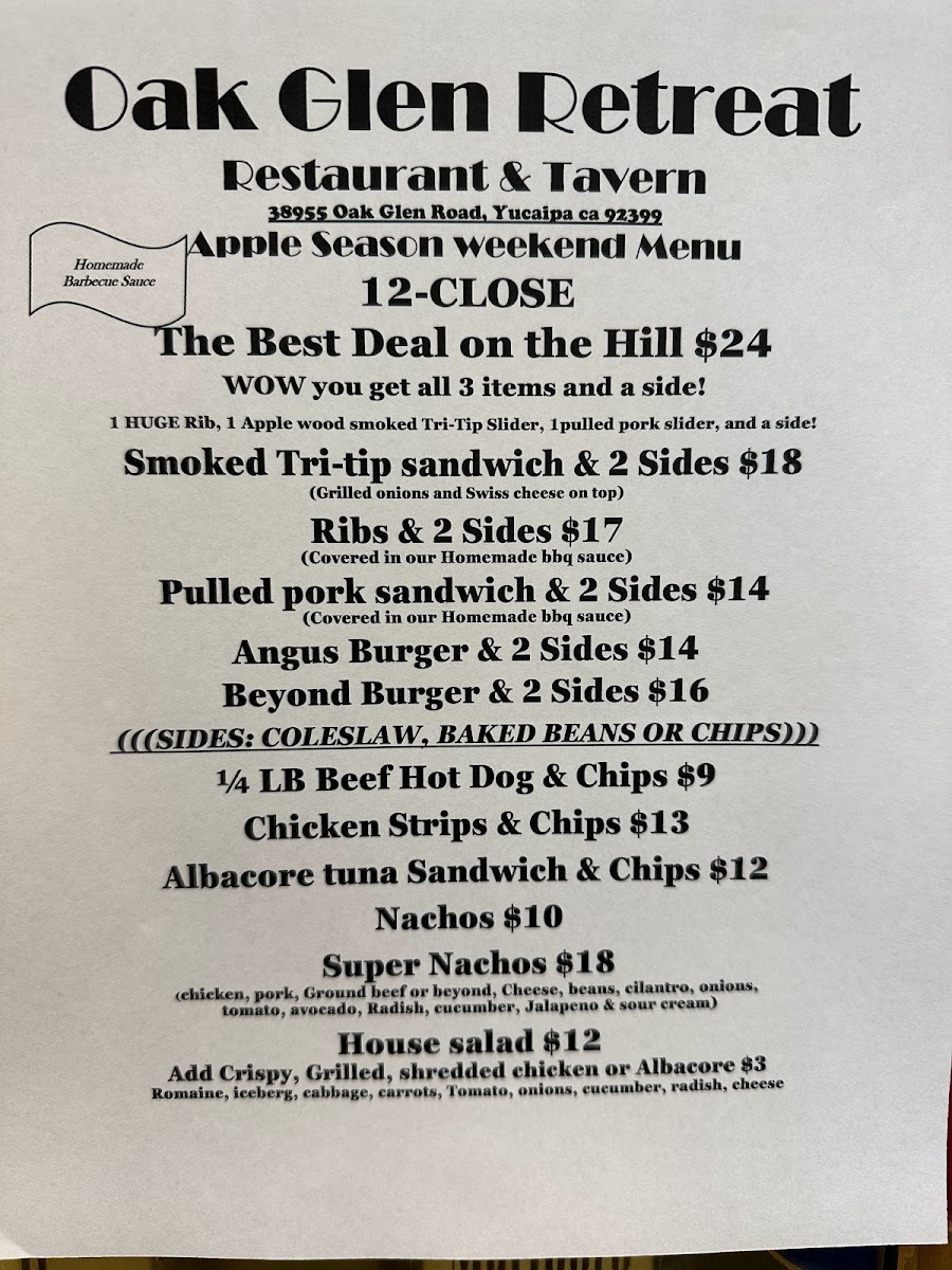 Menu Oak Glen Restaurant And Tavern-6