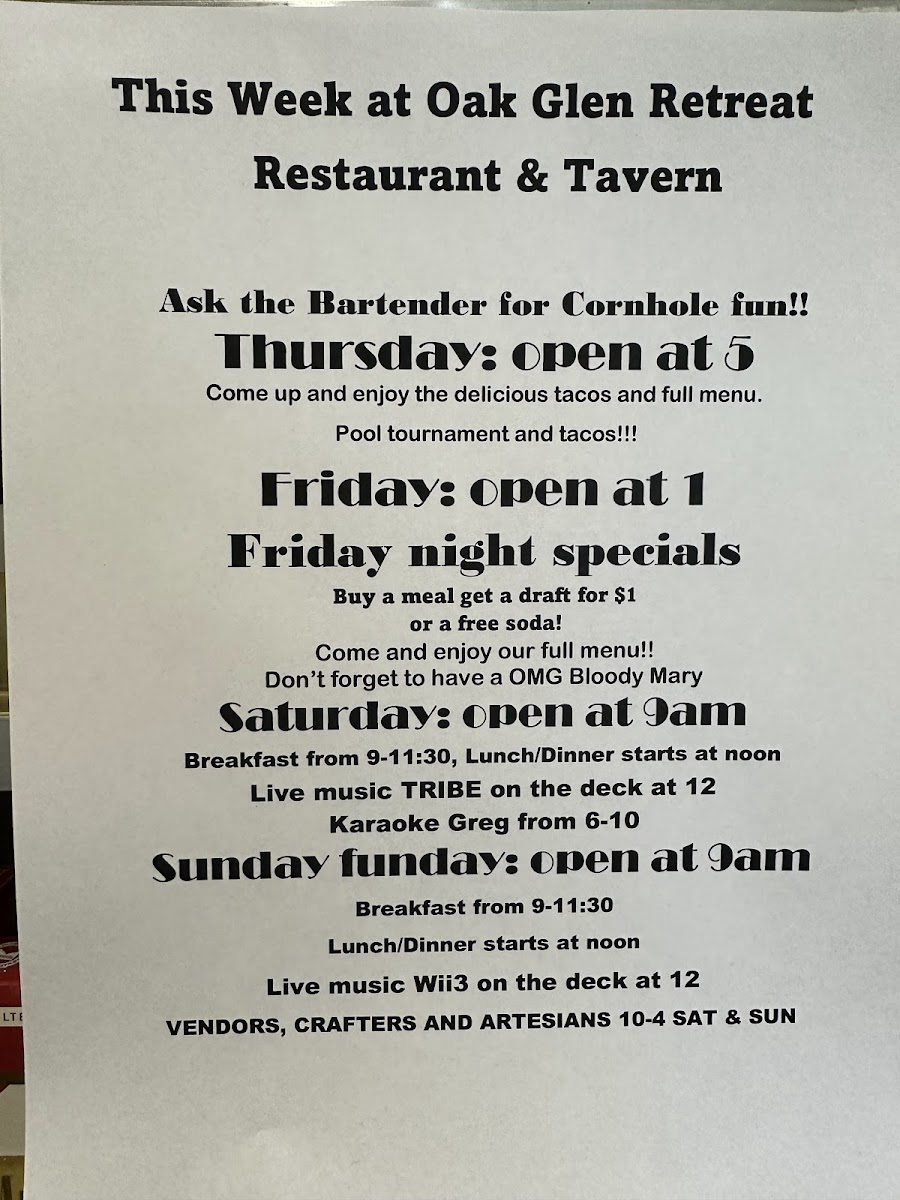 Menu Oak Glen Restaurant And Tavern-7