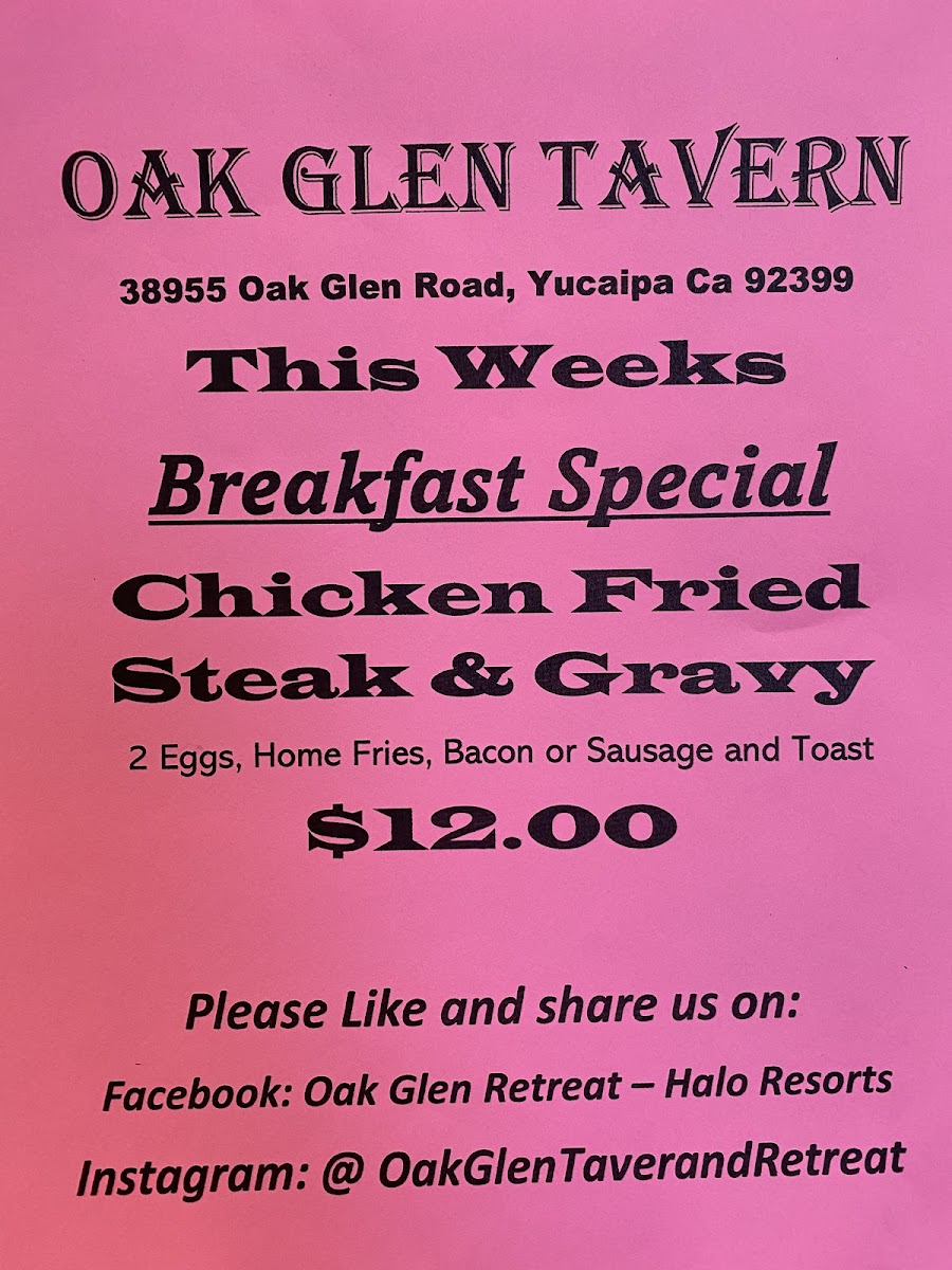 Menu Oak Glen Restaurant And Tavern-8