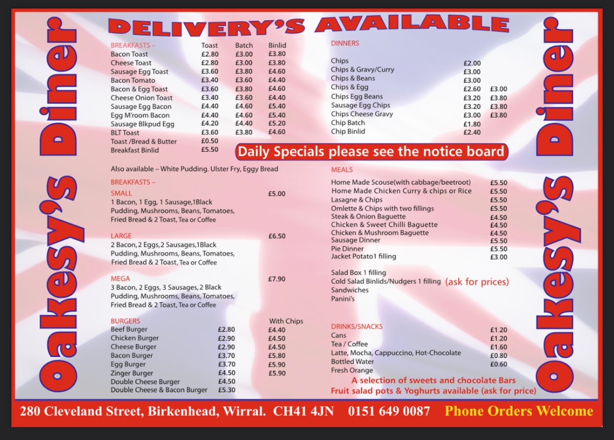 Menu Oakesy's Diner-1