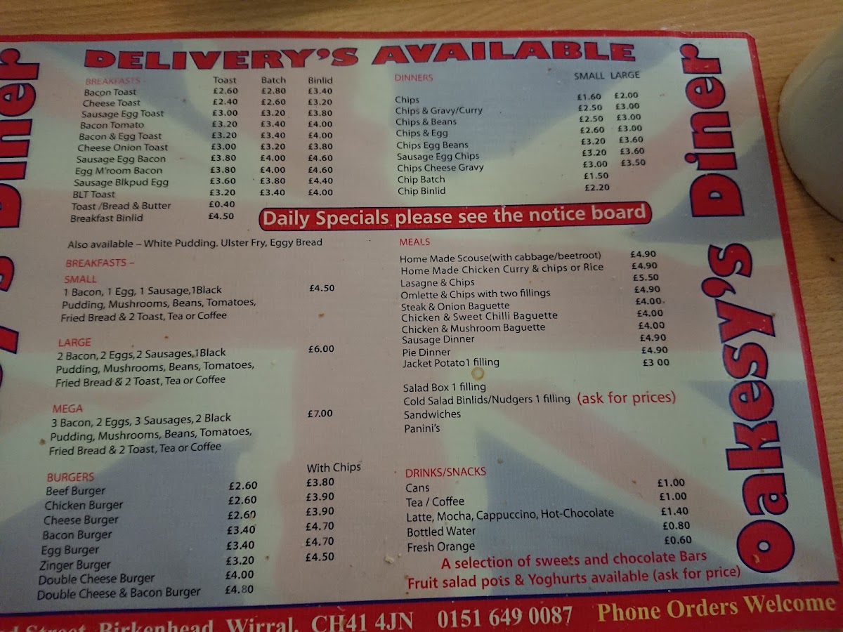 Menu Oakesy's Diner-3