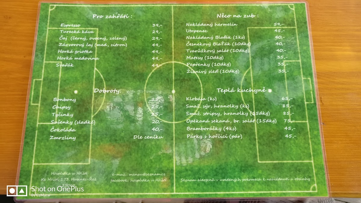 Menu Občerstvení U Hřiště (Beer Garden U Hřiště)-1