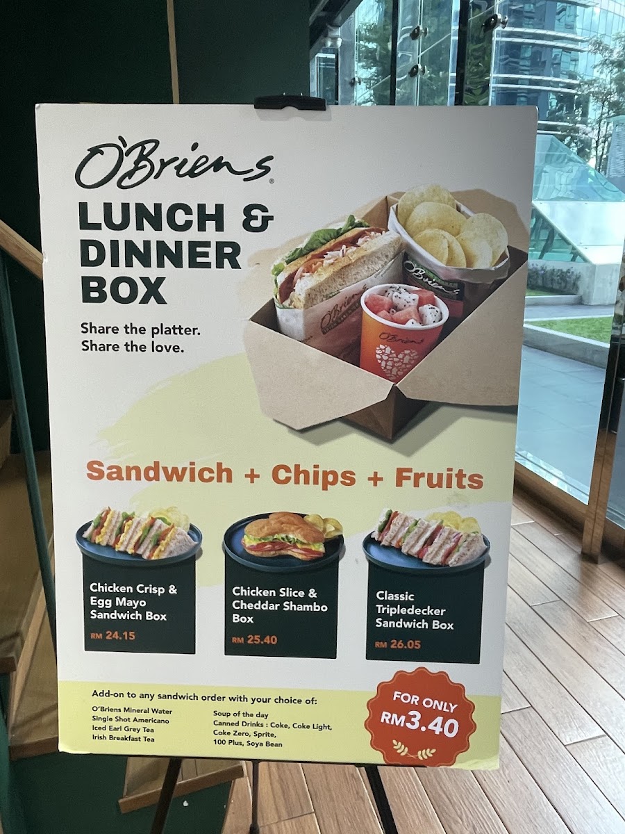 Menu O'briens Irish Sandwich Cafe @ Bangsar South-1