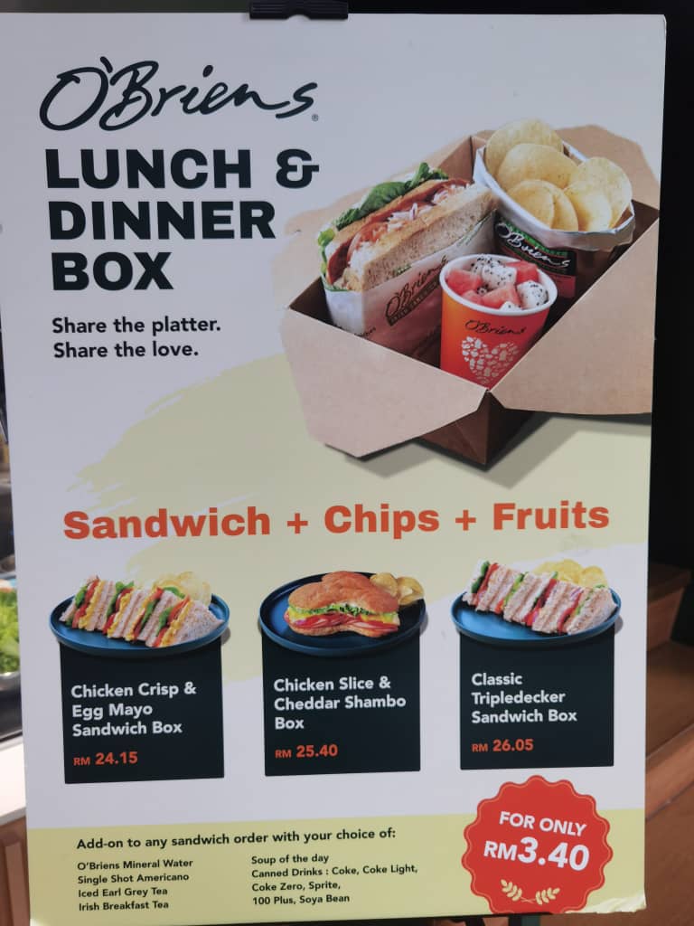 Menu O'briens Irish Sandwich Cafe @ Bangsar South-2