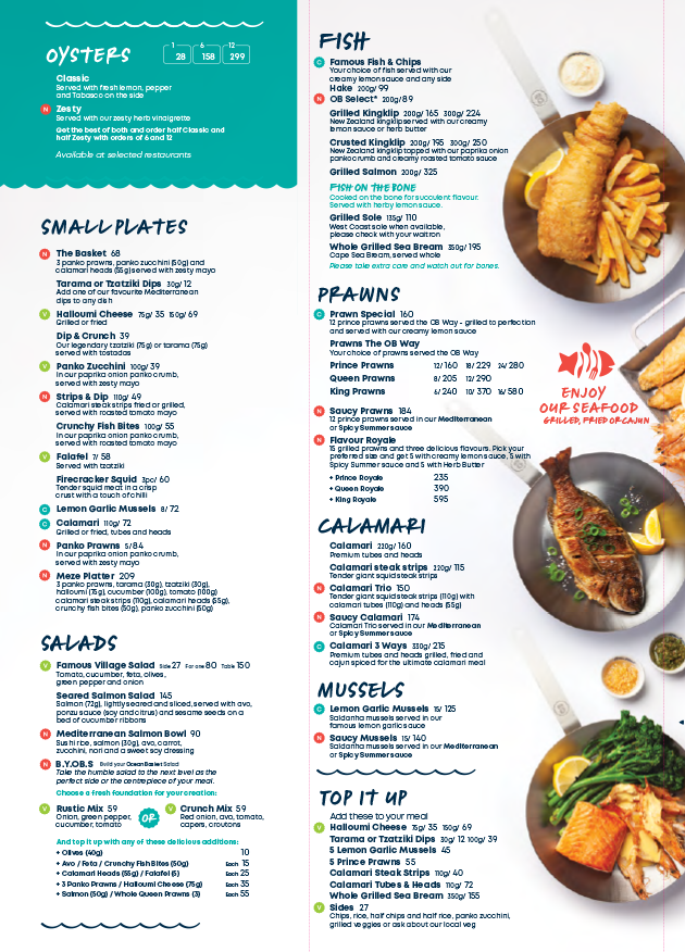Menu Ocean Basket Ushaka Island-1