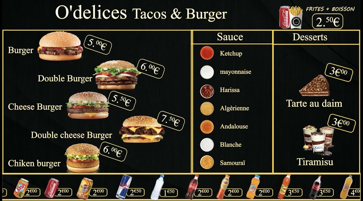 Menu O'delices Tacos & Burger-1