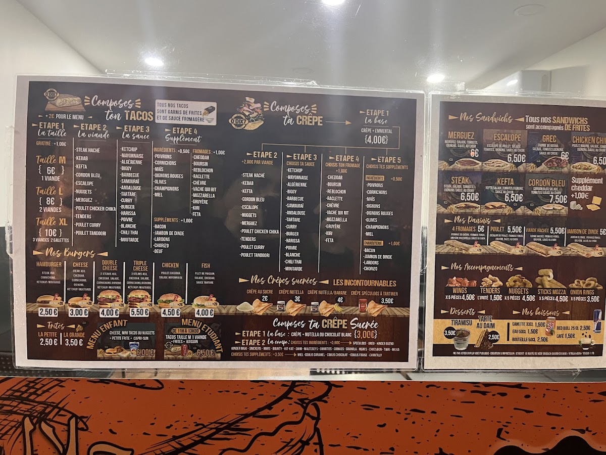 Menu O'dix7 'tacos, Sandwichs Et Burgers'-1