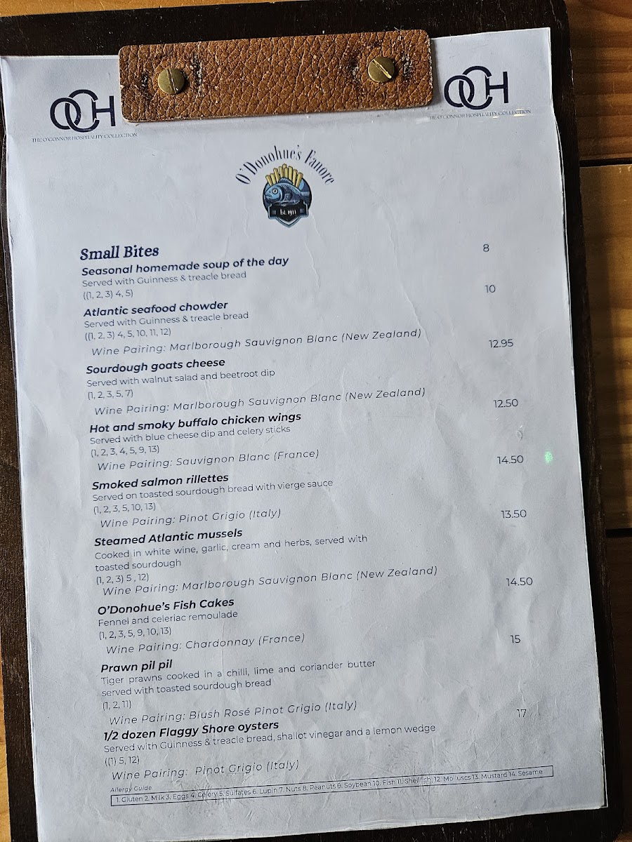 Menu O'donohues Pub-5