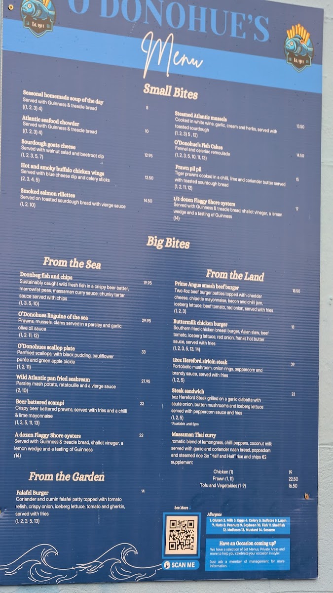 Menu O'donohues Pub-6