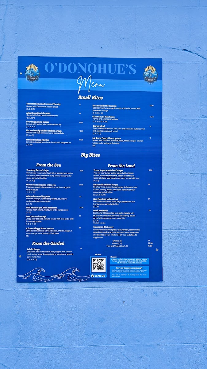 Menu O'donohues Pub-7