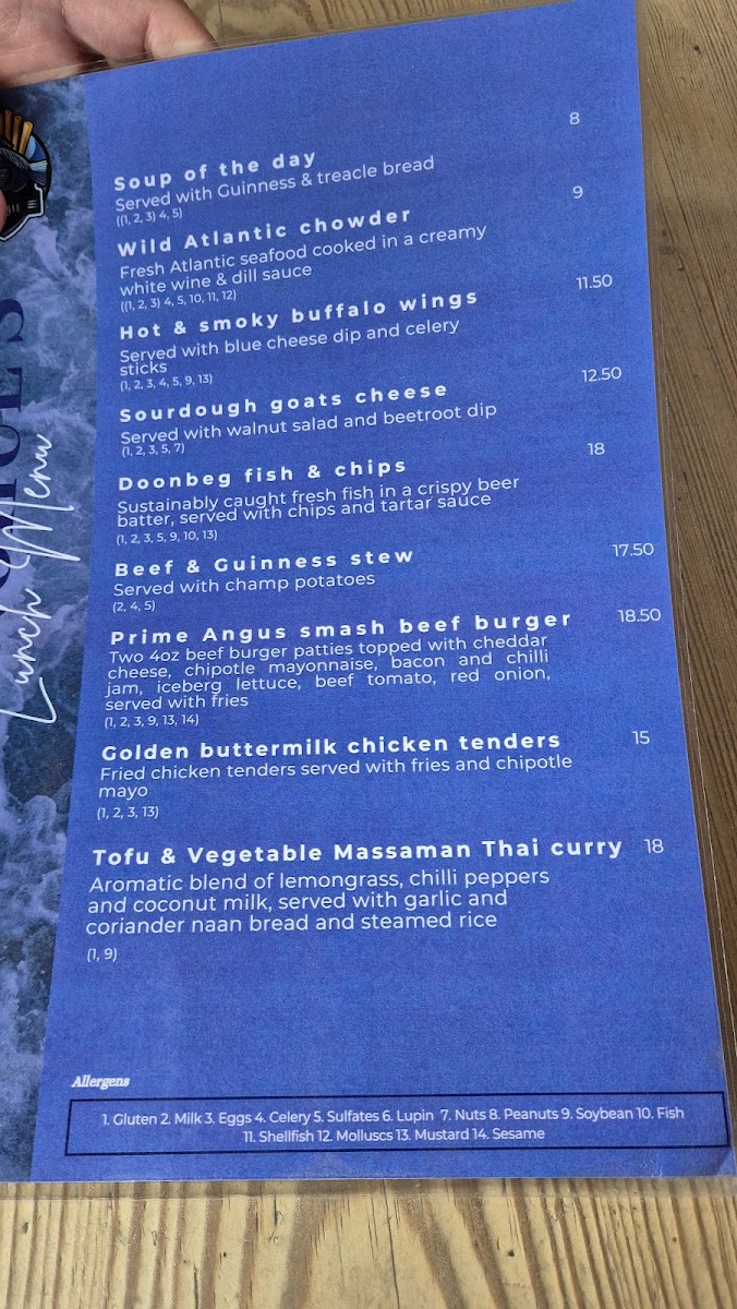 Menu O'donohues Pub-8