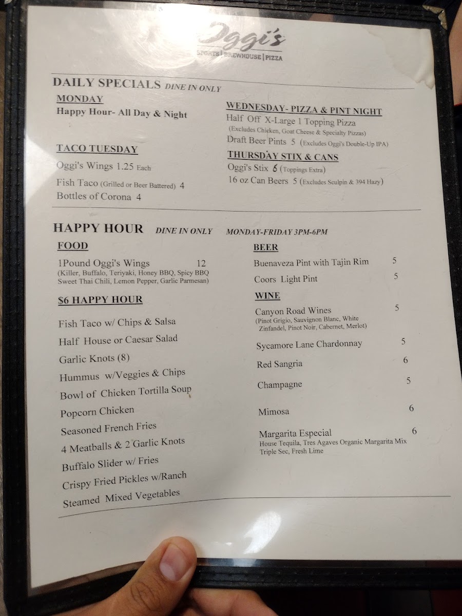 Menu Oggi's Sports | Brewhouse | Pizza-1