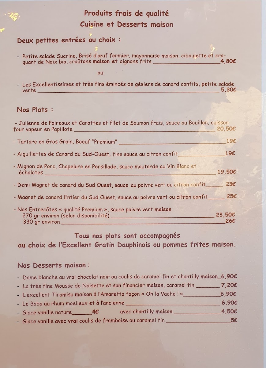 Menu Oh La Vache !-3