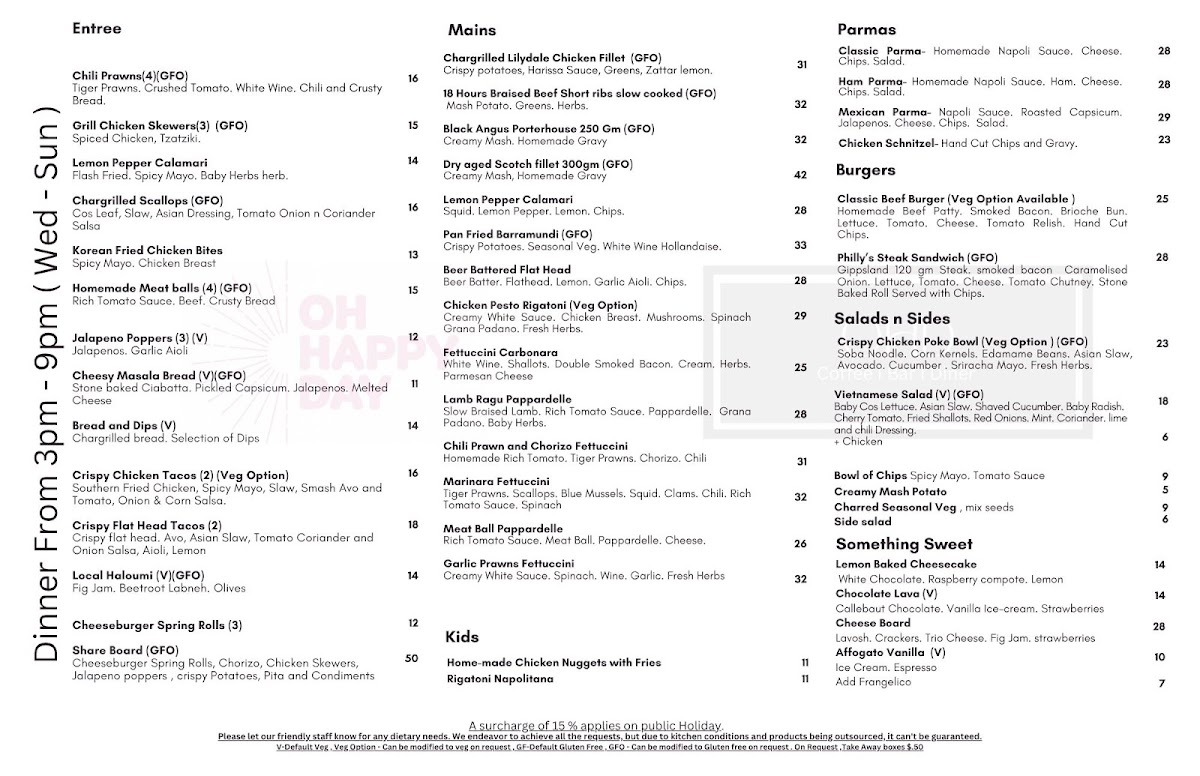 Menu Ohd Coffee | Bar | Diner-1