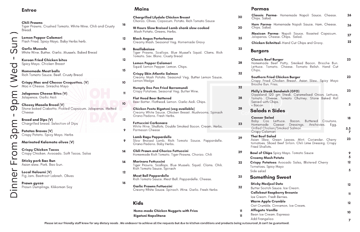 Menu Ohd Coffee | Bar | Diner-4
