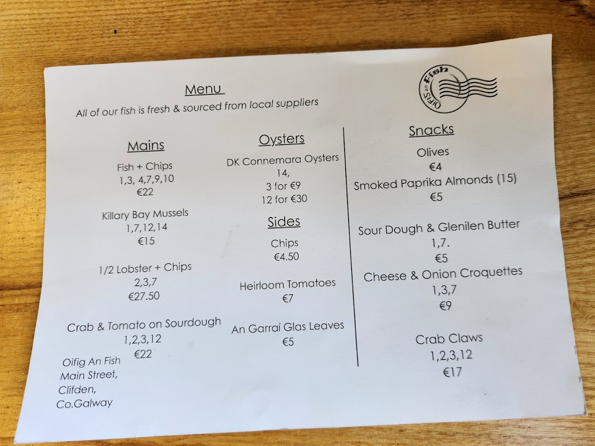 Menu Oifig An Fish-2
