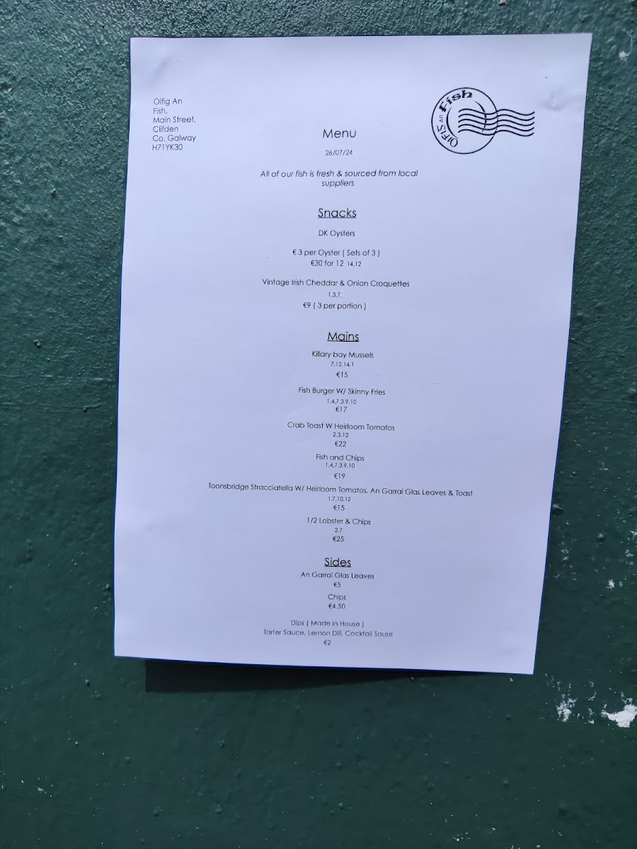 Menu Oifig An Fish-8