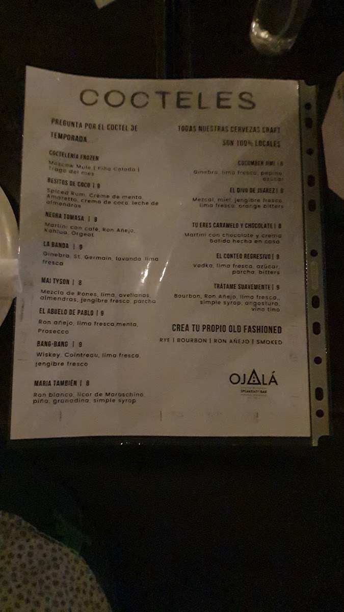 Menu Ojalá Restaurant & Bar-10