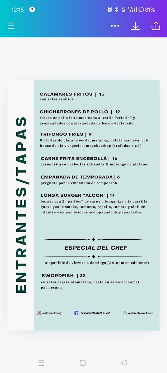 Menu Ojalá Restaurant & Bar-5