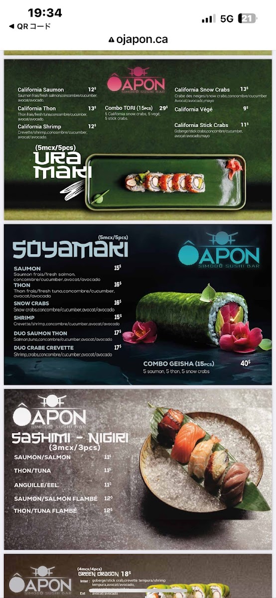 Menu Ôjapon Simodô Sushi Bar-1