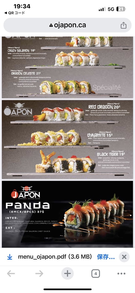 Menu Ôjapon Simodô Sushi Bar-4
