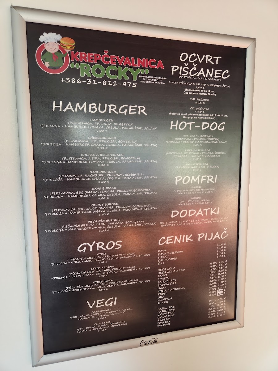 Menu Okrepčavalnica Rocky John William Dremelj S.p.-1