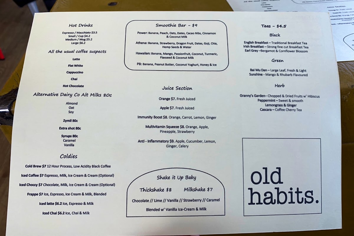 Menu Old Habits Cafe-5