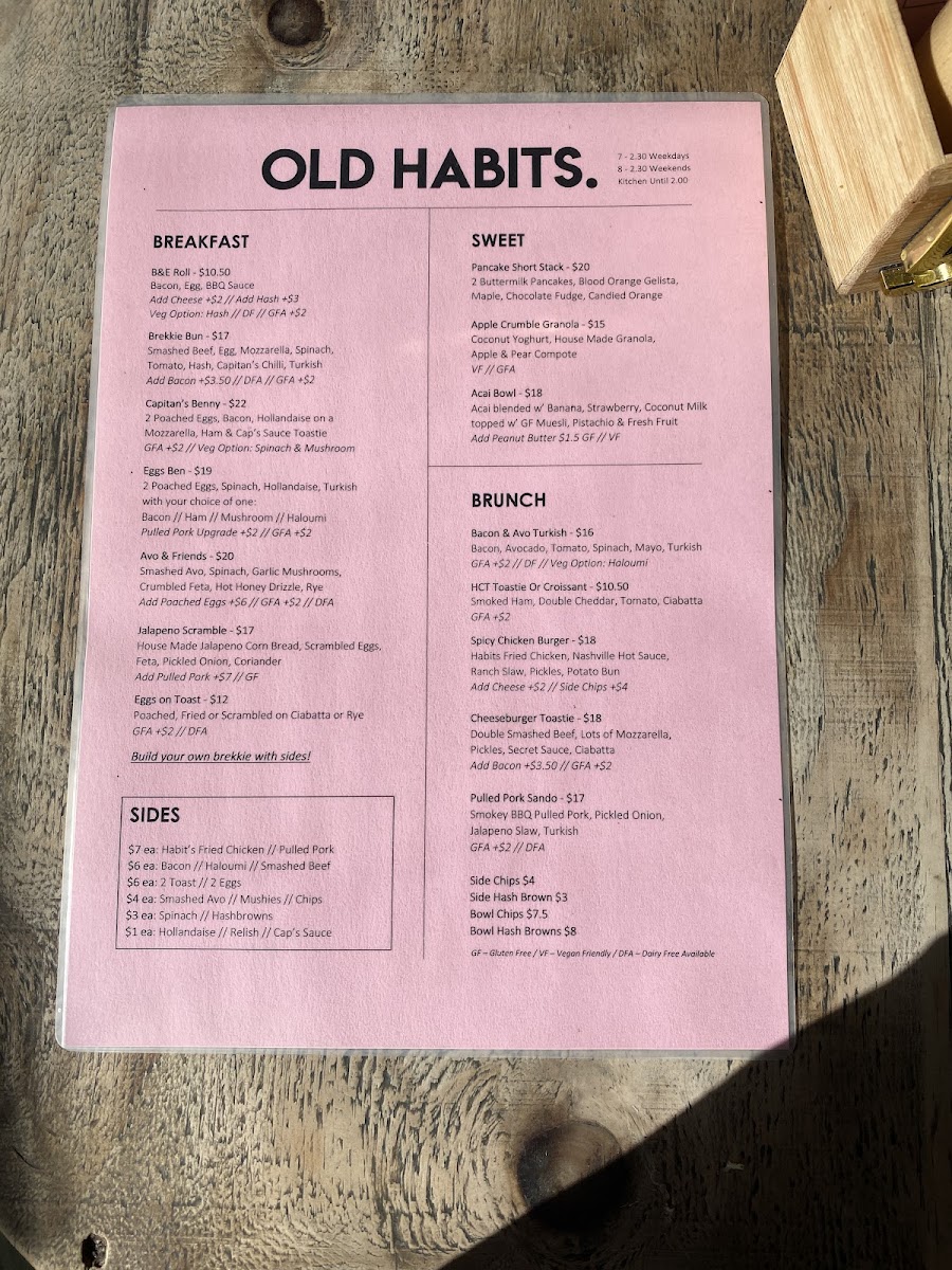 Menu Old Habits Cafe-7