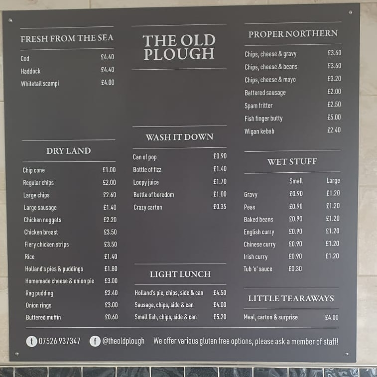 Menu Old Plough Chippy-1