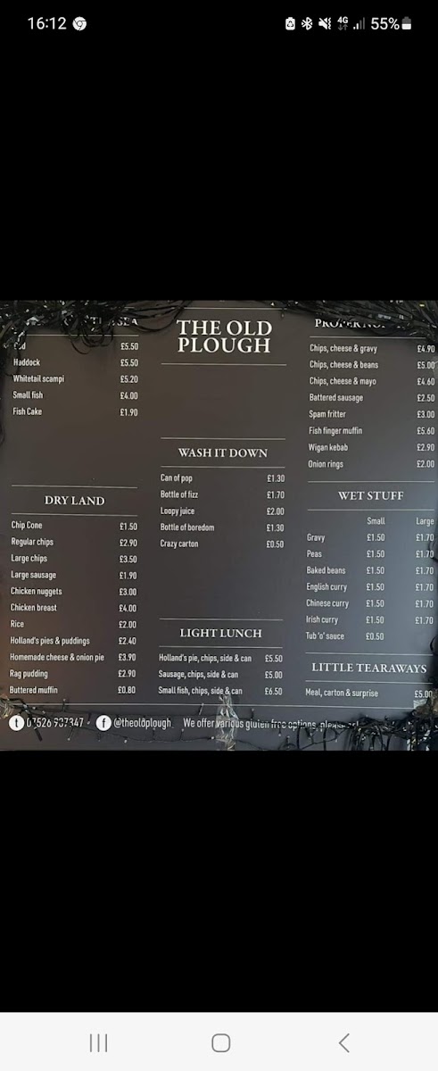 Menu Old Plough Chippy-4