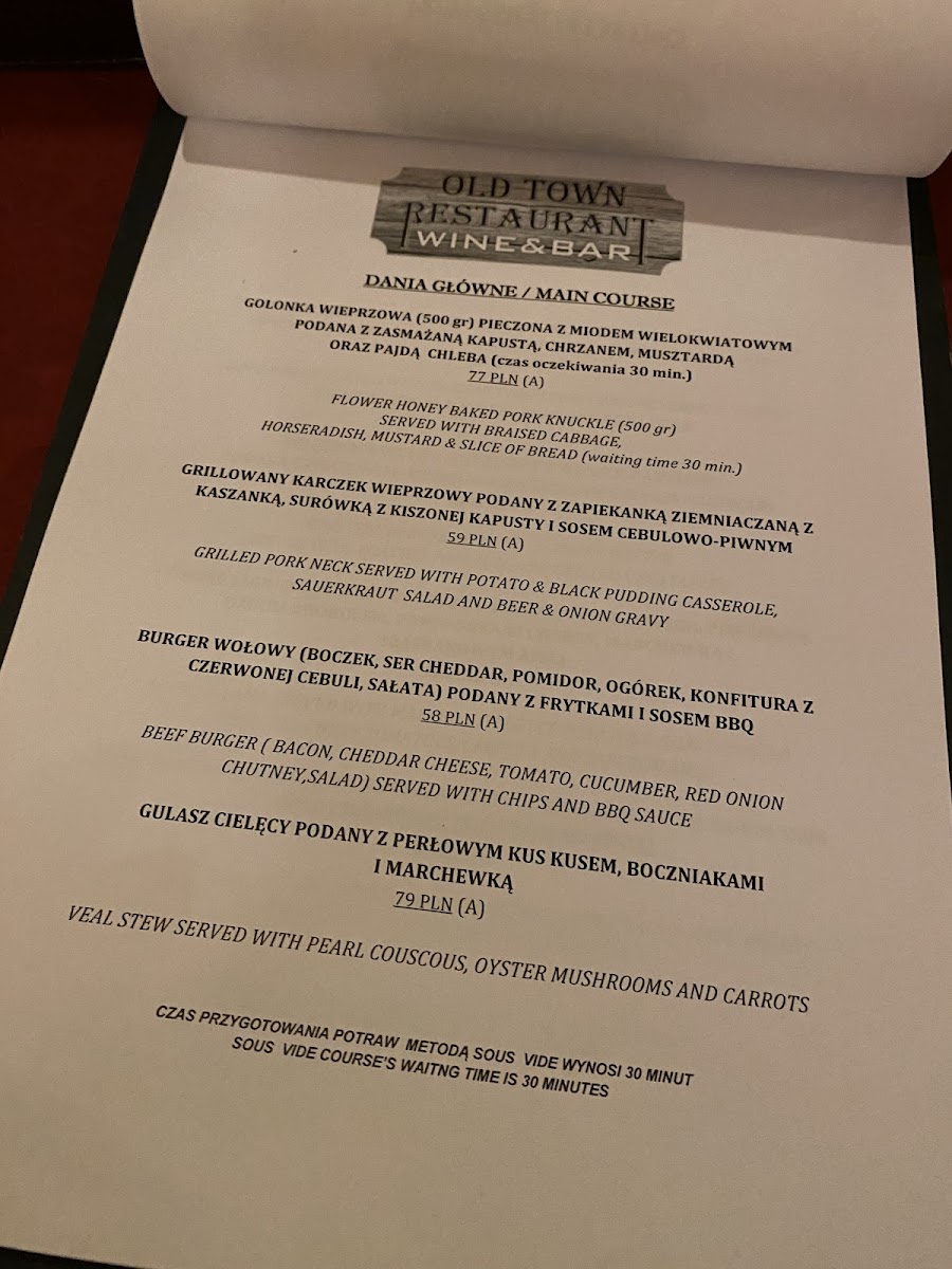 Menu Old Town Restaurant And Wine Bar-3