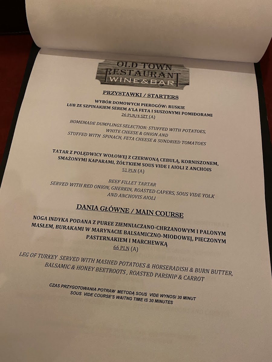 Menu Old Town Restaurant And Wine Bar-5