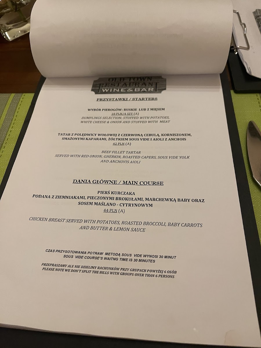 Menu Old Town Restaurant And Wine Bar-7
