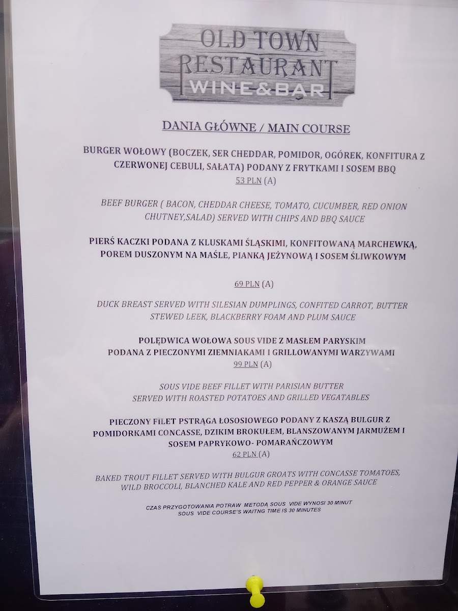 Menu Old Town Restaurant And Wine Bar-8