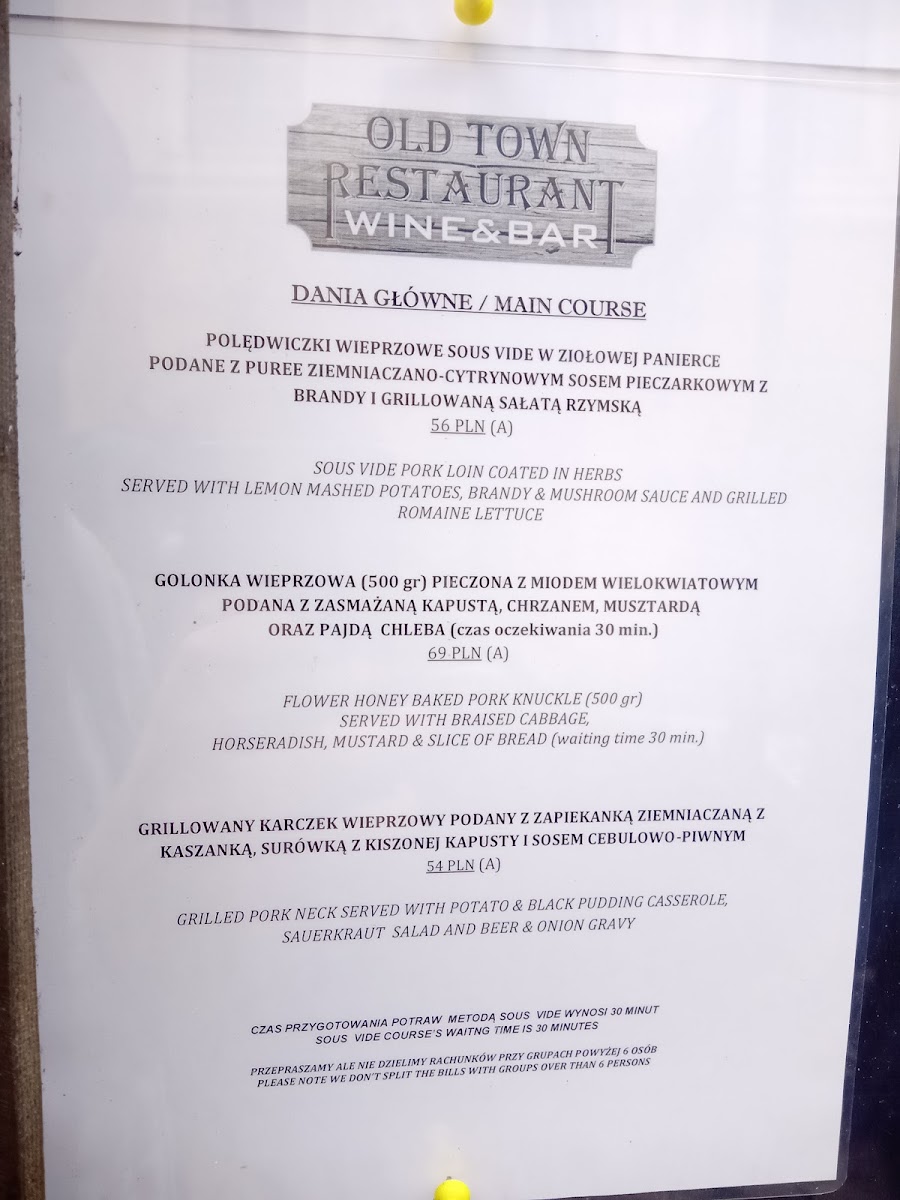 Menu Old Town Restaurant And Wine Bar-9