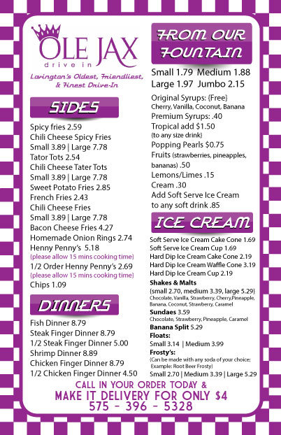 Menu Ole Jax-1