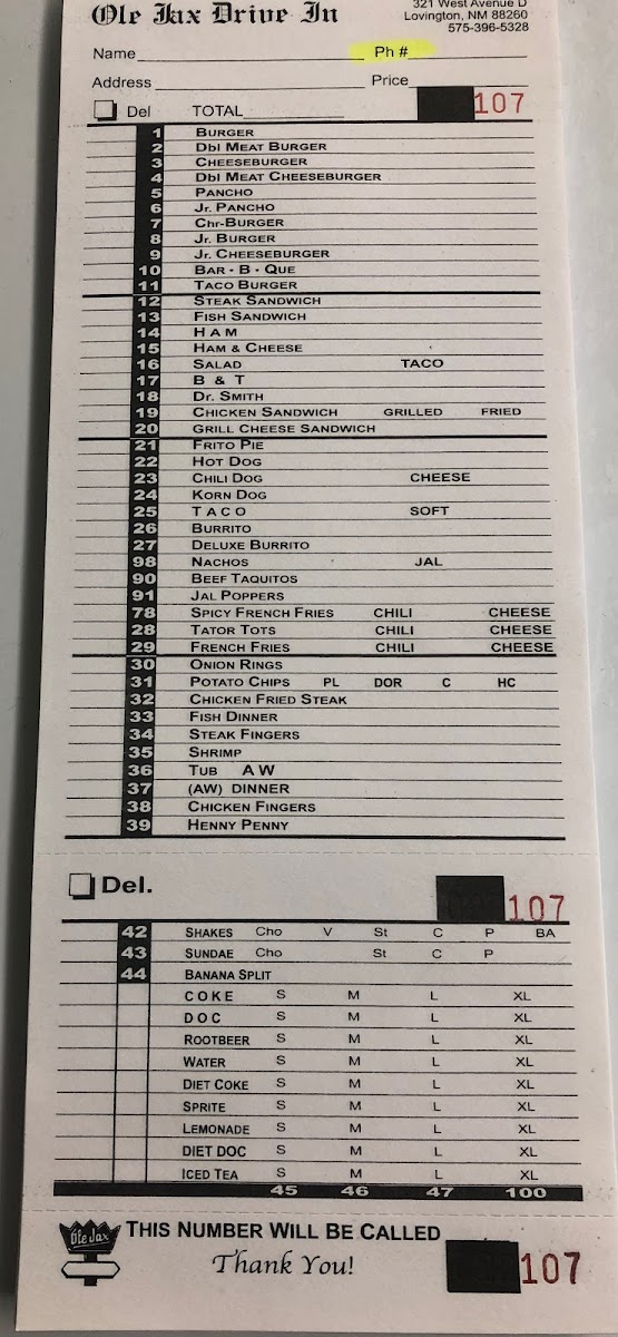 Menu Ole Jax-3