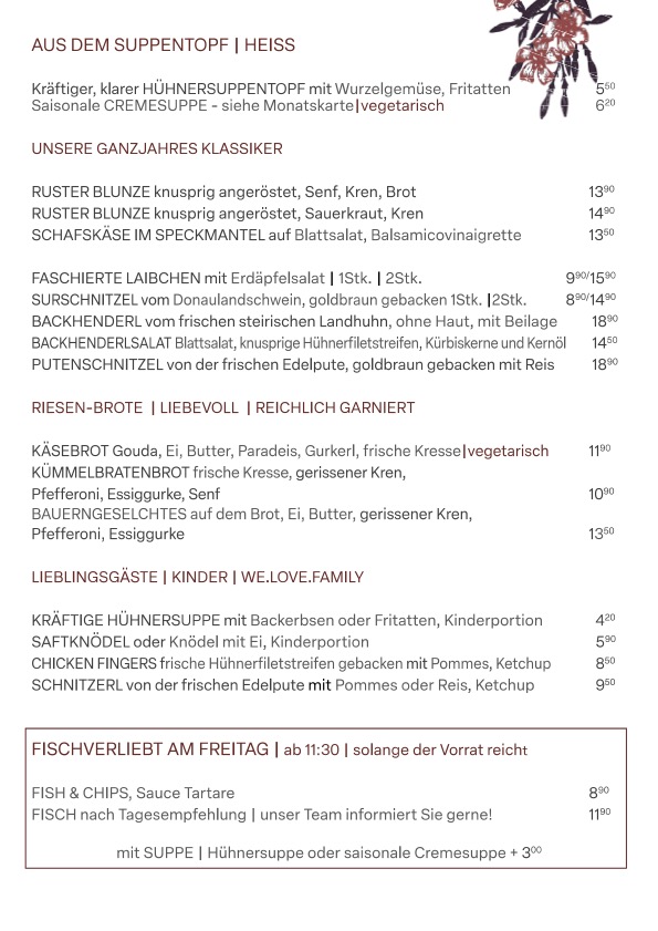 Menu Oleander Romantik-Heuriger & Zimmer-2
