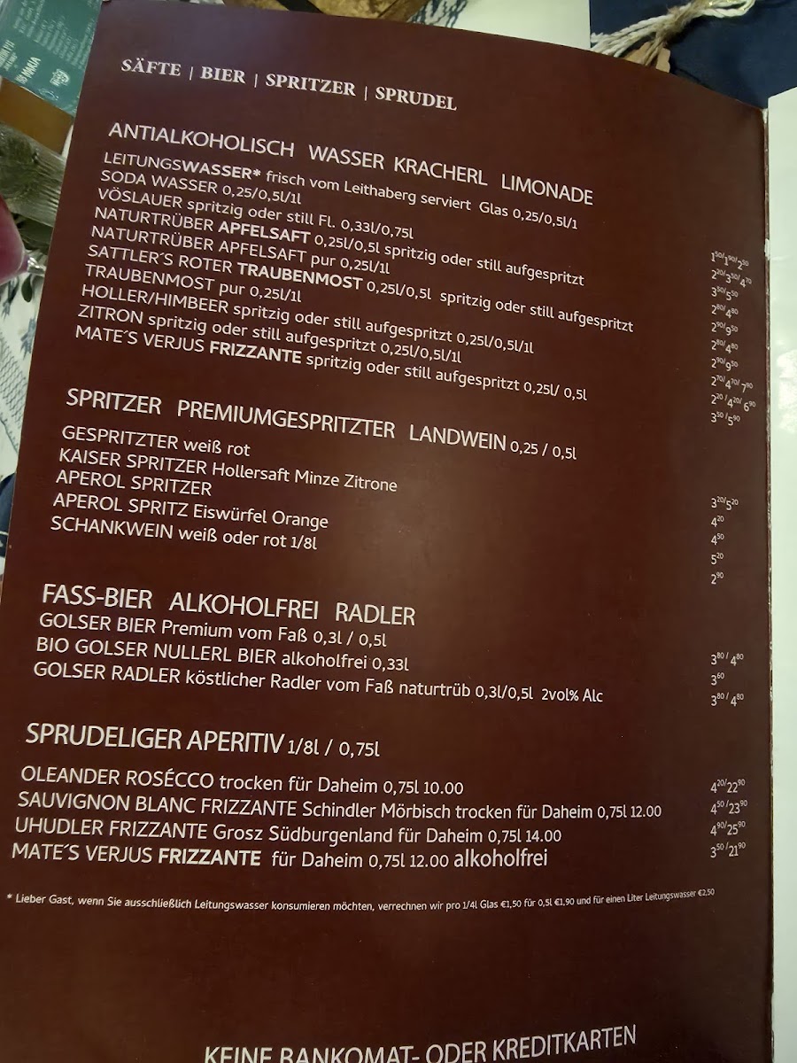 Menu Oleander Romantik-Heuriger & Zimmer-5