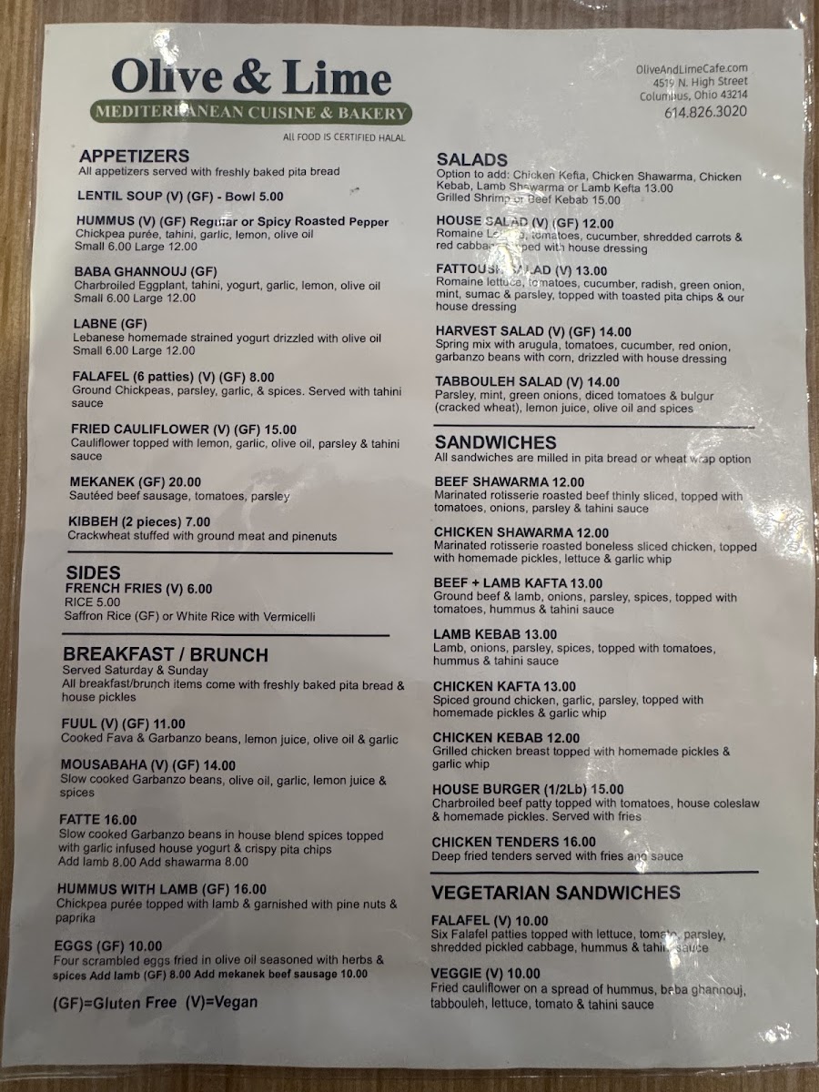 Menu Olive & Lime Cafe-1