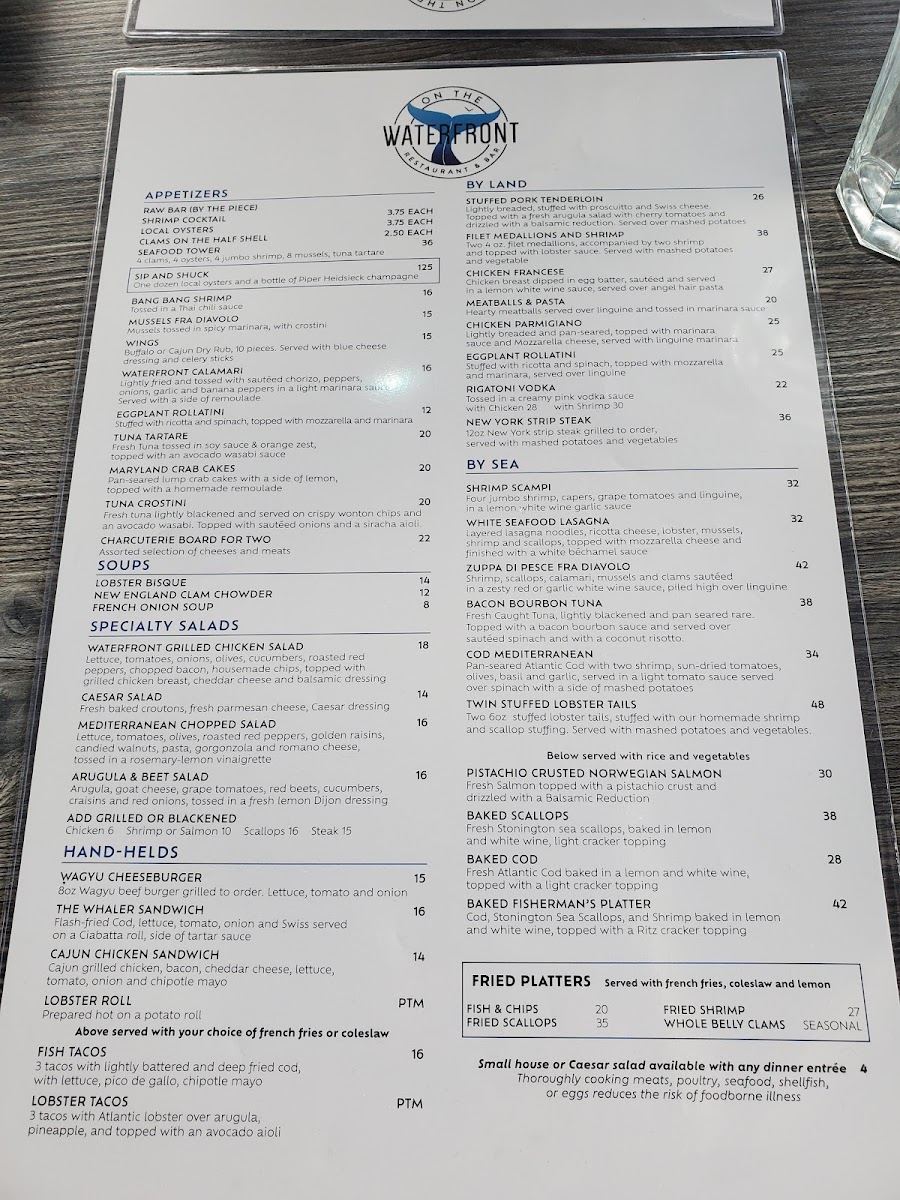 Menu On The Waterfront Restaurant-2