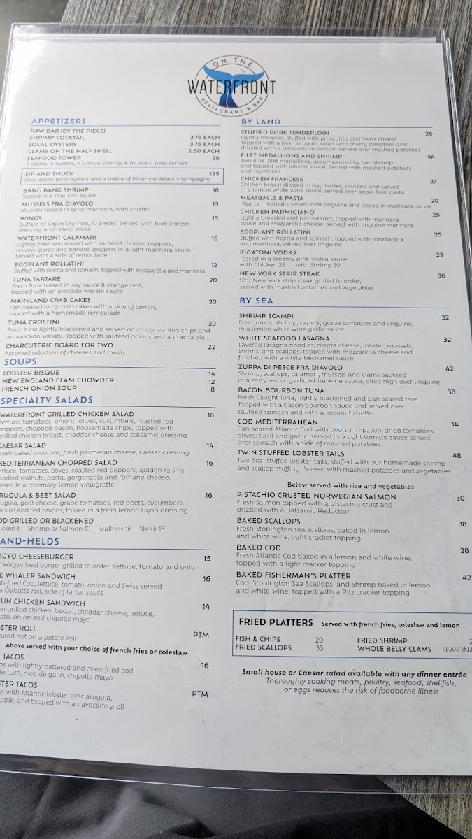 Menu On The Waterfront Restaurant-4