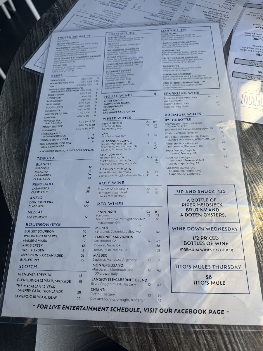 Menu On The Waterfront Restaurant-5