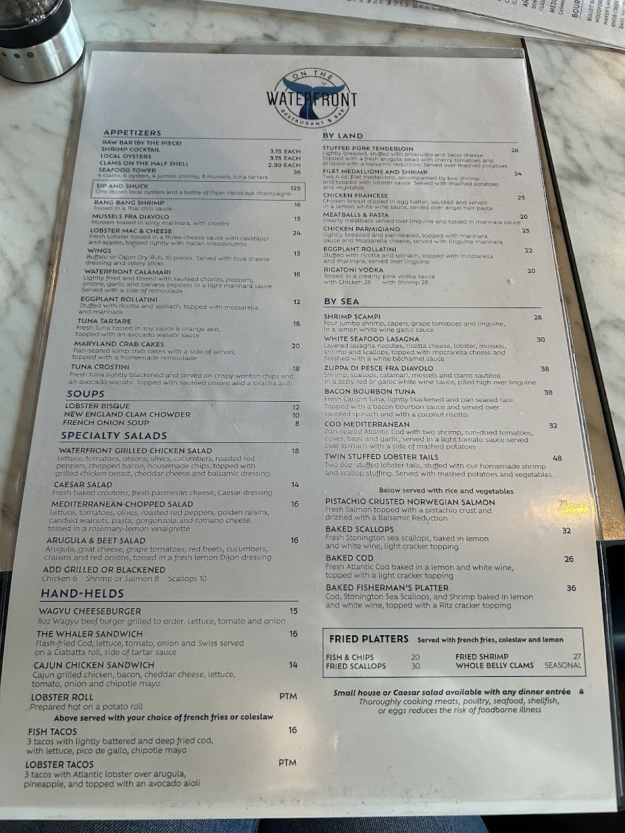 Menu On The Waterfront Restaurant-6