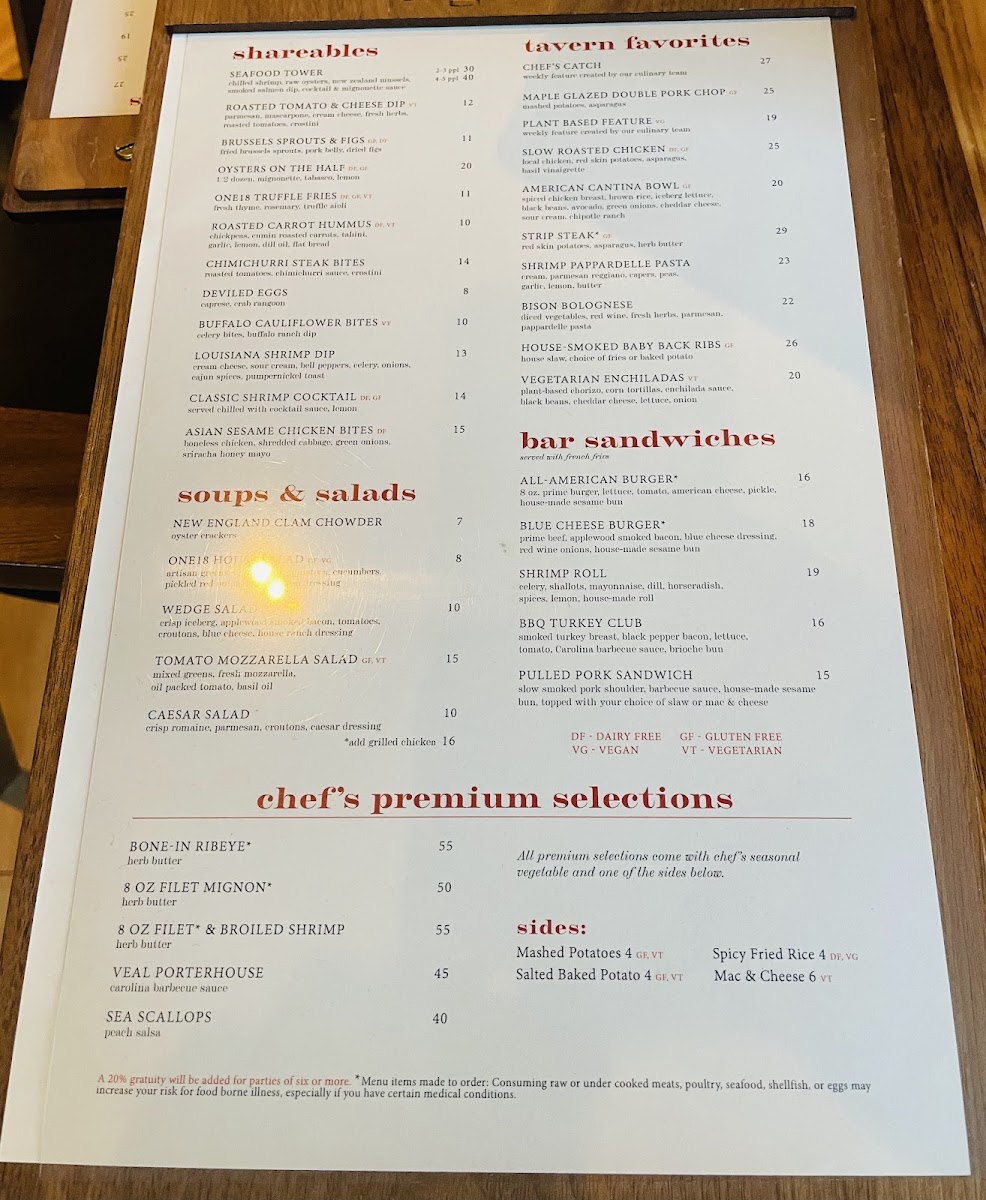 Menu One Eighteen-1