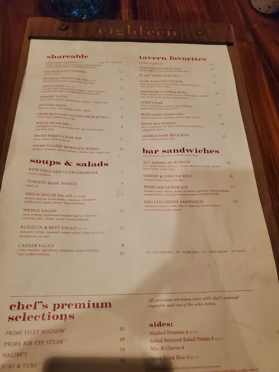 Menu One Eighteen-2