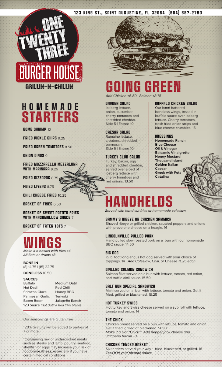 Menu One Twenty Three Burger House-1