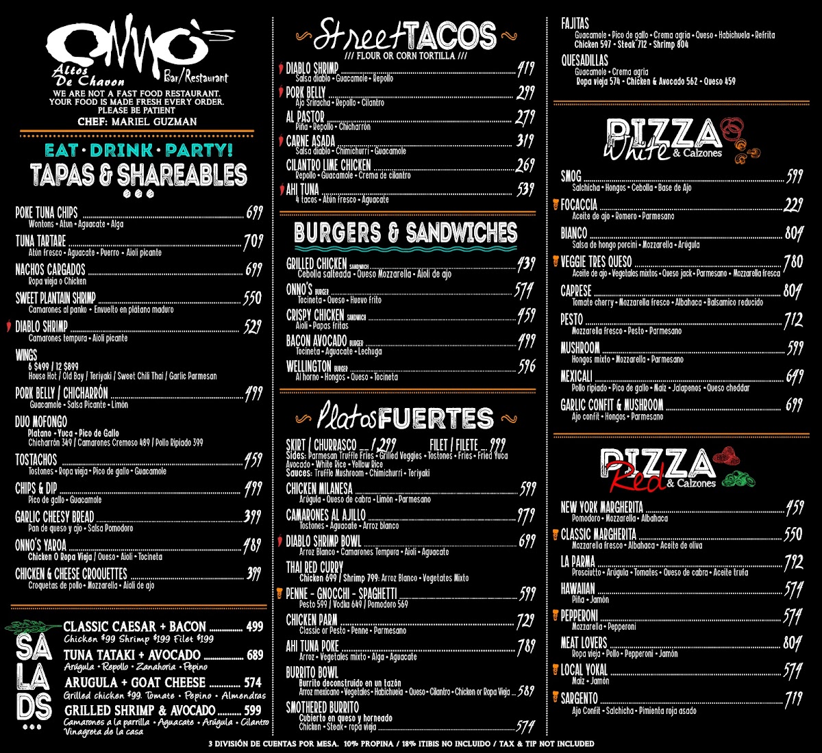 Menu Onno's Altos De Chavon-1